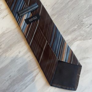 Silk Necktie from Barneys New York - brown with multicolored stripes